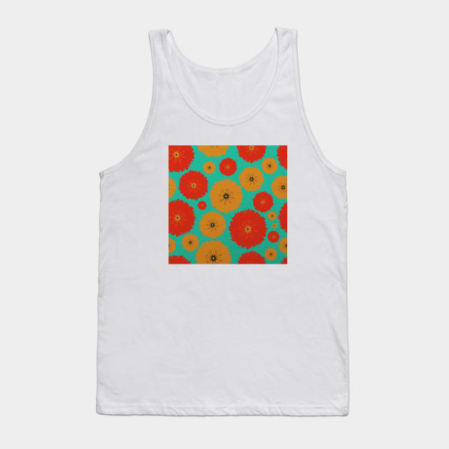 Red & Orange Floral Pattern Tank Top by FloralPatterns